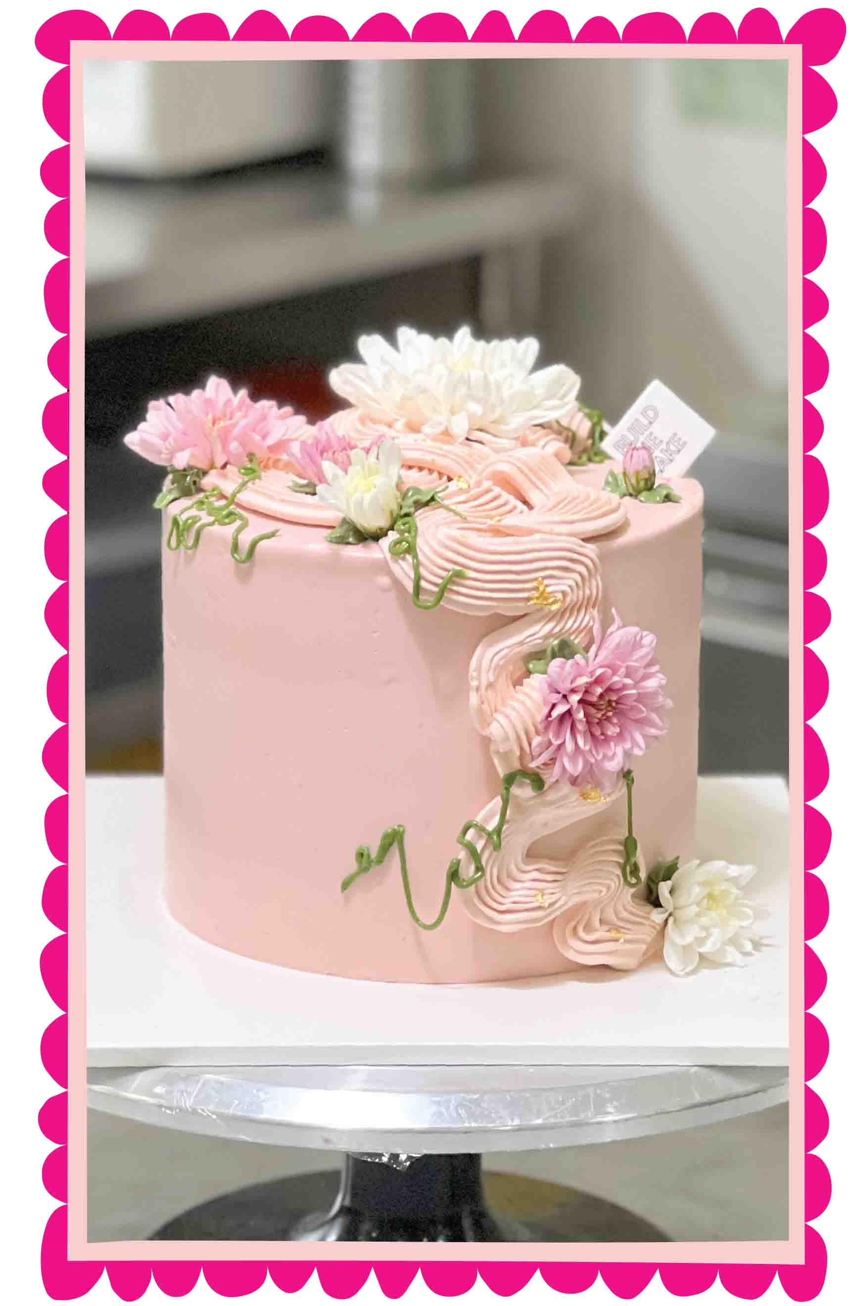 FLOWERY PINK CUSTOM CAKE